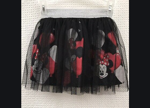 DISNEY MINNIE MOUSE BLACK RED HEART BALLOONS TUTU SKORT SIZE 10/12 LARGE NEW - Picture 2 of 2