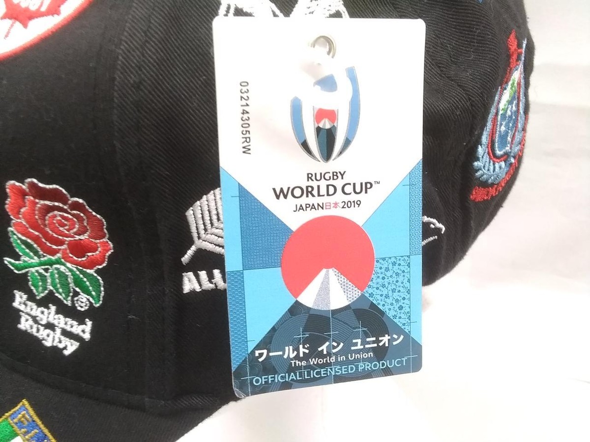Rugby World Cup Team Logo Cap 2019 Japan Black Embroidered Rugby World Cup Team Logo Cap 2019 Japan Black Embroidered
