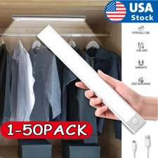 LED Motion Sensor Under Cabinet Closet Light USB Rechargeable Kitchen Lamp Strip