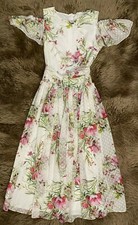 DAVID CHARLES GOLD LABEL GIRLS FLORAL CHIFFON MIDI PARTY DRESS SIZE 14 RRP $295