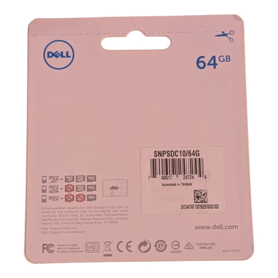 DELL SNPSDC10 64G Micro SD XC I 64 GB W/ Adapter SNPSDC10/64G Sealed  - Image 2 of 2