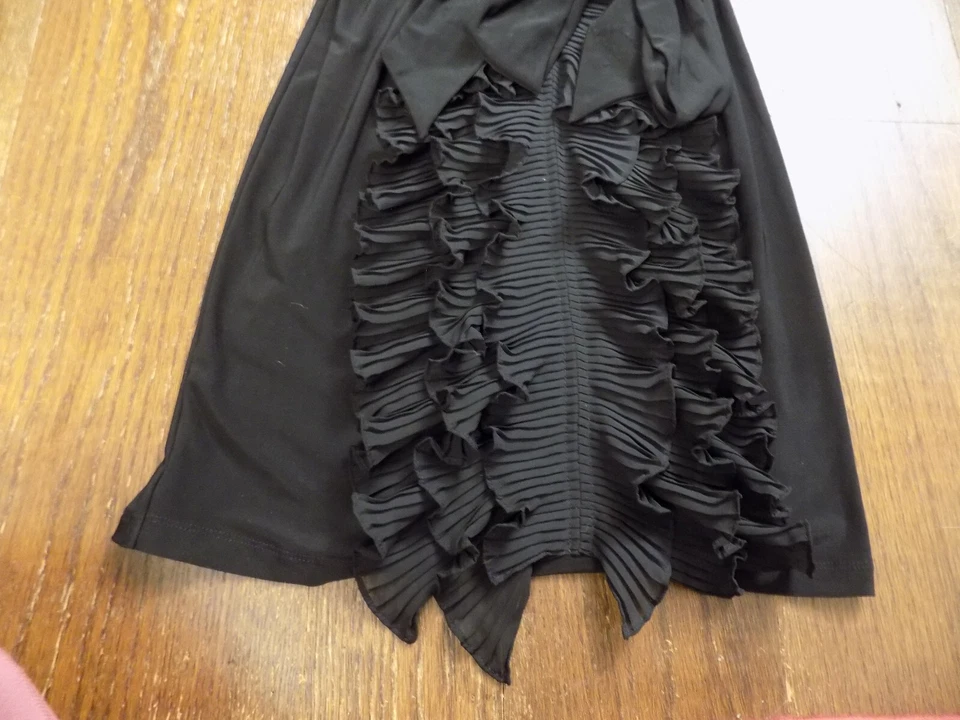 Retro ADORABLE Marc Bouwer Pleated Tiered Ruffle Dress Black Tie Waist Belt XXS - Image 4 of 4