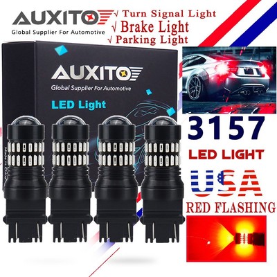 4X AUXITO 3157 3457 Strobe Blinking Flash Red 48LED Brake Stop Tail Light Bulb A