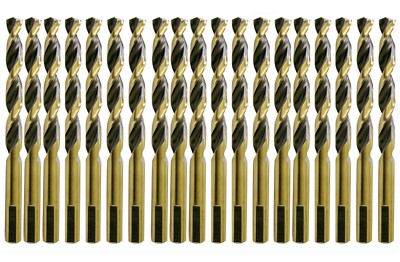 HSS Drill Bit 20Pcs 1/4'' Jobber Parabolic Gold/Black 3-Flat Shank Twist Drill