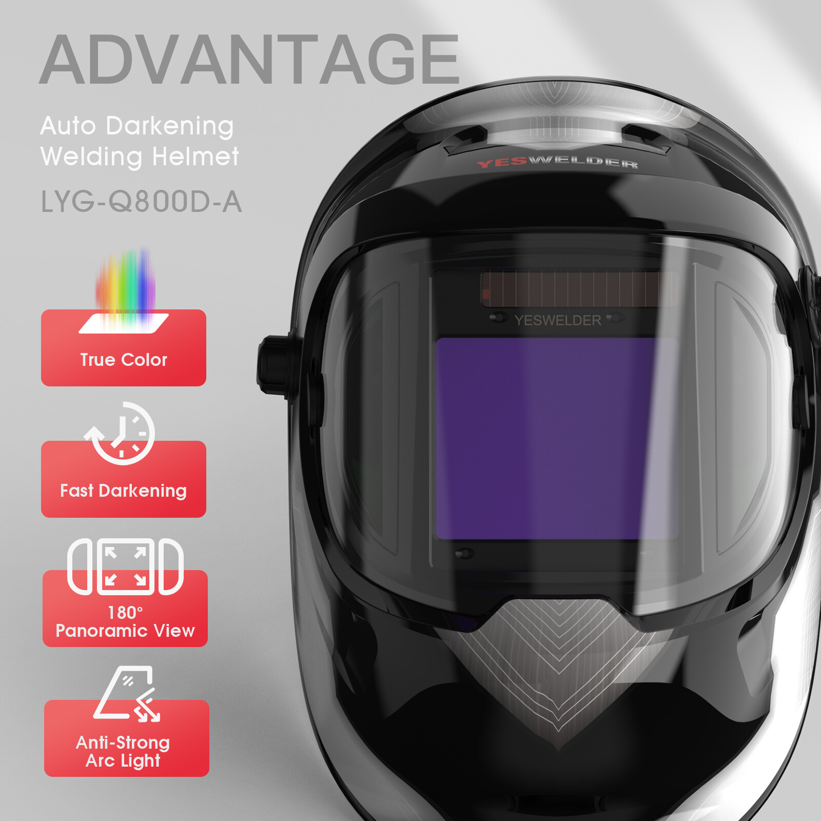 Auto Darkening Welding Helmet, Large View True Color Welder Mask for TIG MIG ARC