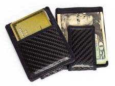 Carbon Fiber Leather Wallet with Money Clip Red