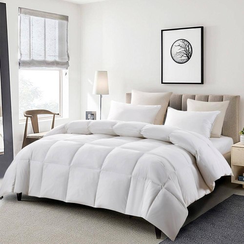 Serta King Size 233TC Comforter Down/Feather Blend Light Warmth Dry Clean White - 第 3/6 張圖片