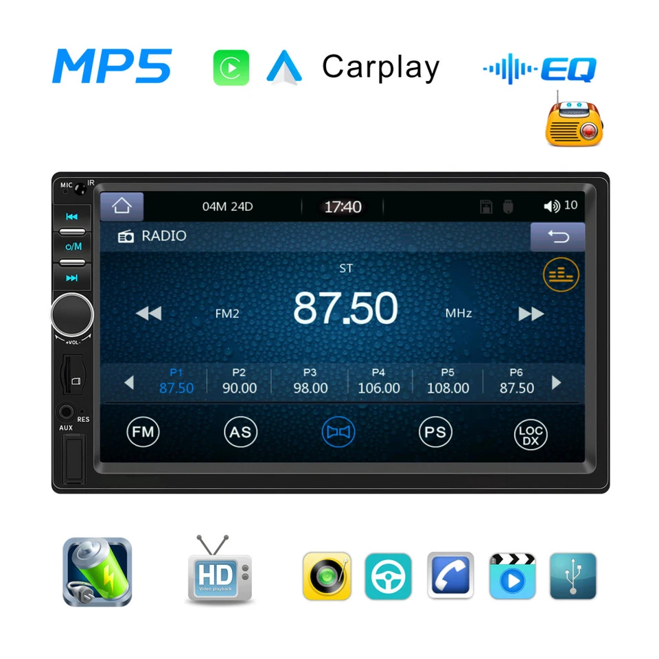 Double 2 Din 7” Car Stereo Touch Screen Car Radio Apple CarPlay Android Auto BT - Image 2 of 4