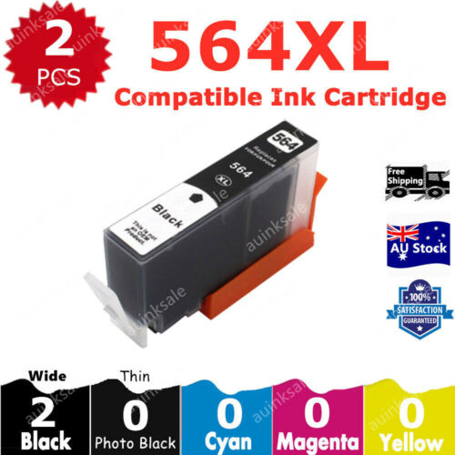 2x Non-OEM 564xl Black Ink Cartridge For Hp Photosmart 5520 6520 3520 7520 4620 - Picture 1 of 2