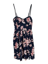 Band of Gypsies Blue Floral Mini Dress Sz XS NWT Boho Trendy Dark Romantic 