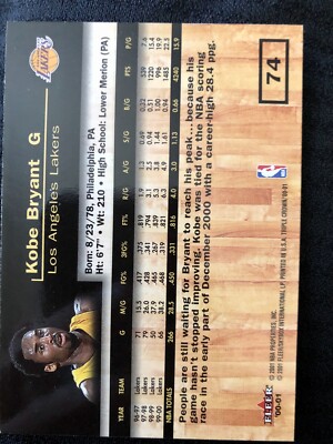 2000-01 Fleer Triple Crown - Kobe Bryant #74 for sale online | eBay
