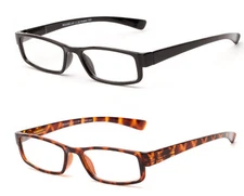 1 or 2 Pair Retro Men Women Rectangular Clear Lens Reading Glasses Spring Hinges