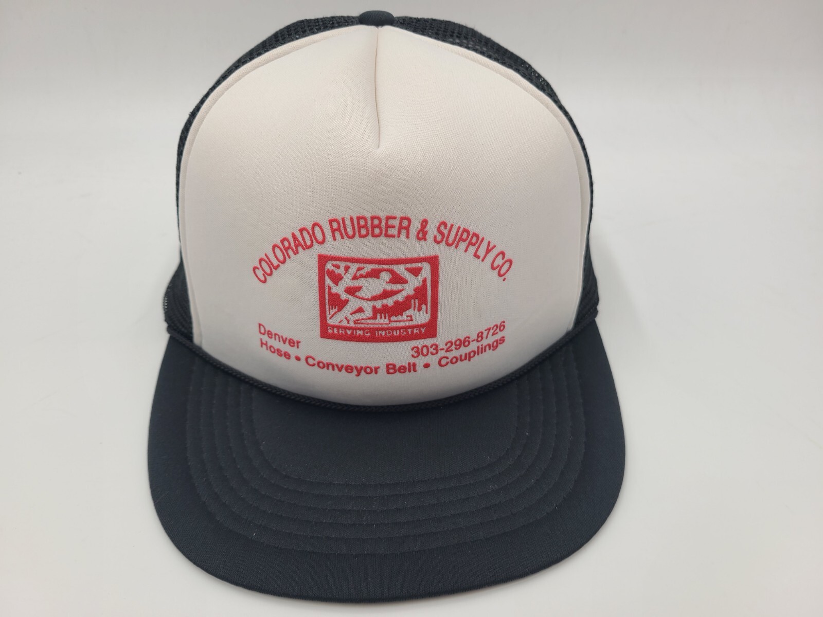 Vintage Colorado Rubber & Supply Co Denver Mesh Trucker Snapback Hat Cap Black