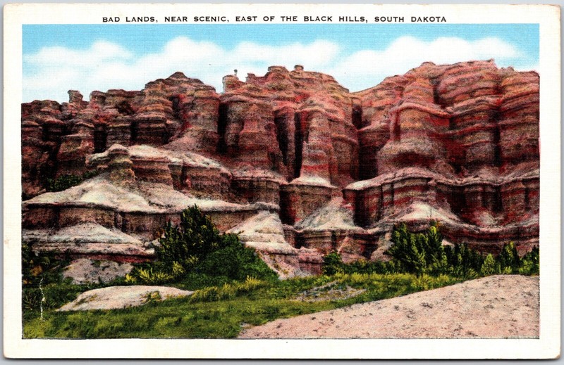 Bad Lands East Black Hills South Dakota National Park Vintage Postcard