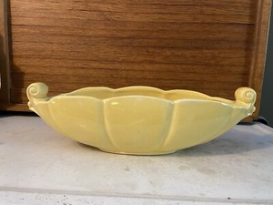 McCoy Pottery Console Bowl Planter Art Deco Yellow 10” Vintage