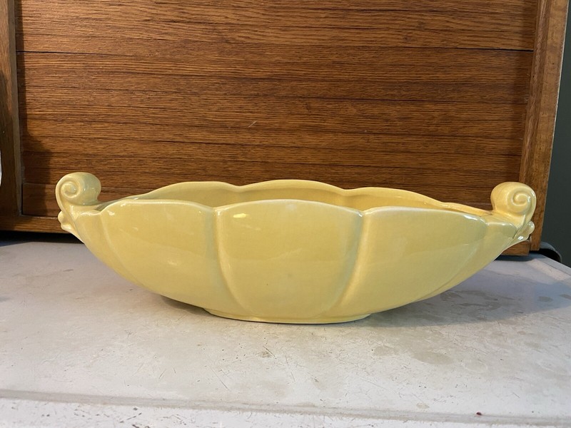 McCoy Pottery Console Bowl Planter Art Deco Yellow 10” Vintage