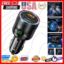 Bluetooth 5.4 FM Transmitter & 38W Dual USB Charger for Cars - Hi-Fi Sound