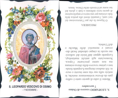 Rare Santino Of The Birth Day 07-November S. Leopardo Bishop Of Osimo