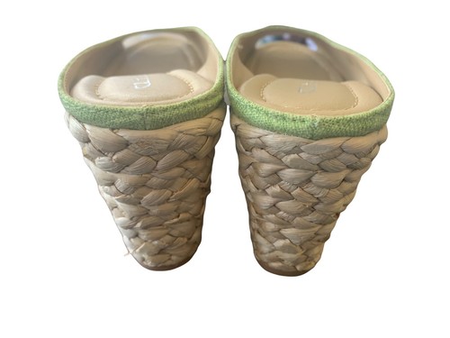 Open Toe Daysie Lime Green Platform Wedges Womens 7.5 Linen Upper by CL - Picture 4 of 10