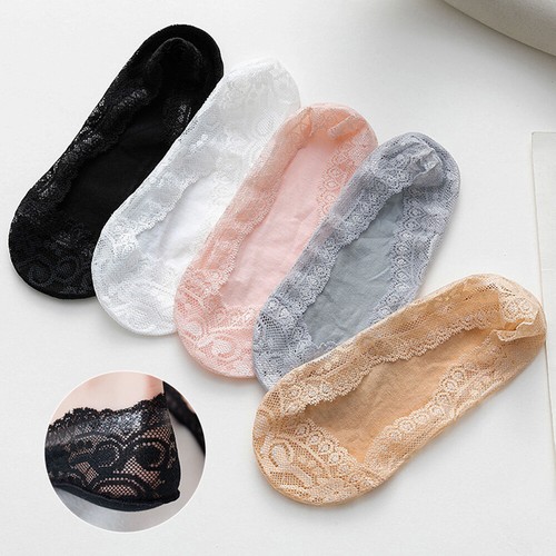 EQLEF 5 Paires Chaussettes Invisibles Femme Antidérapantes Coupe Basse - Noires Ou Chair