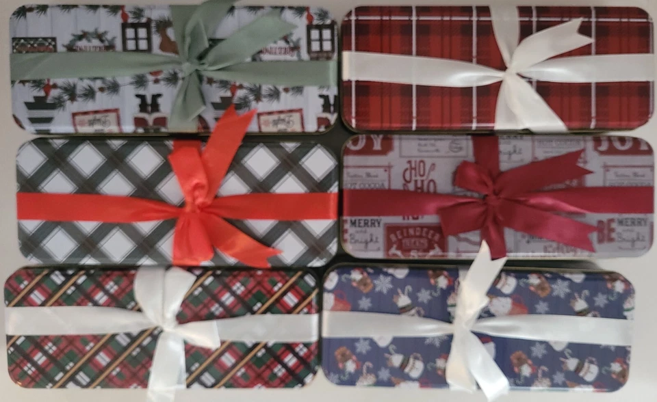 Christmas Holiday Candy Tins Metal Gift Boxes Set XM35, Select: Design & Size