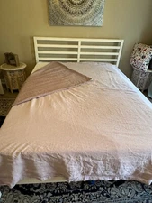 Zara Home Linen Reversible Purple Lavender Duvet Cover 102.5" x 86.5" Portugal