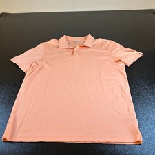 Calvin Klein Polo Shirt Peach Casual Short Sleeve Peach Orange Mens Medium