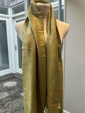 Vintage Floral iridescent Scarf 72  X 28  - NWT - chartreuse