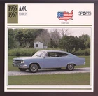 1965 1966 1967 AMC Marlin American Motors Car Photo Spec Sheet Stat Info CARD