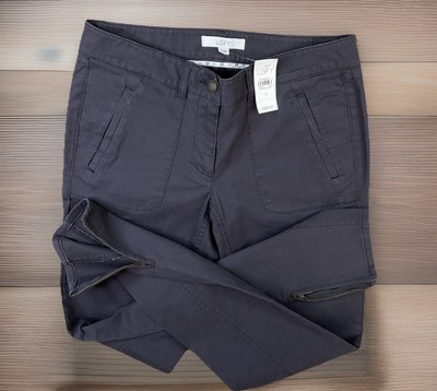 Ann Taylor Loft Chino Pants Trousers Stretch Zip Cuffs Low Rise Women Sz 2 NWT