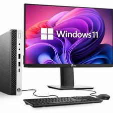HP 800 G5 Mini PC i7-9700T Turbo 16GB RAM 256GB SSD 22 in Monitor KB Desktop PC