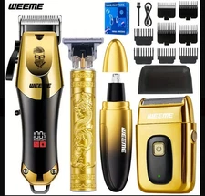 Hair Clippers Grooming Kit 4-in-1 Trimmer Shaver Beard Clippers Gold