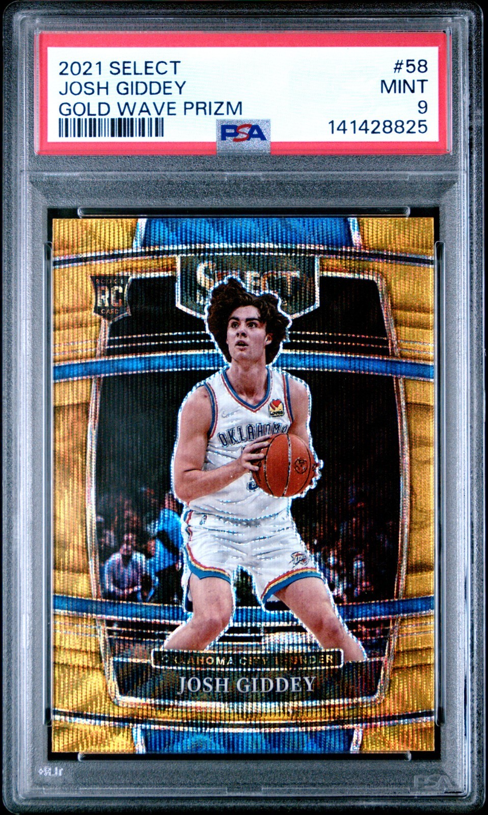2021-22 Panini Select Gold Wave Prizm Josh Giddey Rookie Card #58 PSA 9 SSP