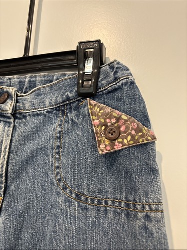 Vintage Y2K Gymboree Dog Jeans Primrose Girls 8 Adj Waist Embroidered Floral - Picture 3 of 8