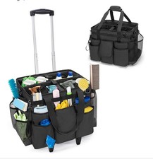 Rolling Cleaning Caddy with Detachable Trolley, Portable Cleaning Cart on Wheels