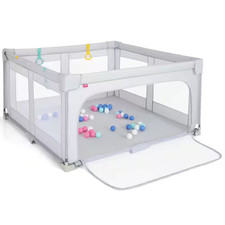 Large Baby Playpen 59 In. X 59 In. Playset with Zipper Gate 50 Ocean Balls and 4