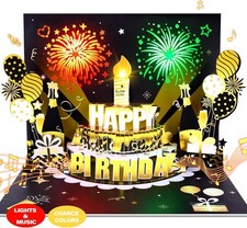 DIY Age Birthday Cards, 3D Pop-Up Firework Birthday Cards with Music  LED Li...