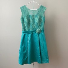 JJ's House Lace Floral Fit Flare Formal Cocktail Party Prom Dress Teal