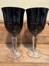 Set of 2 "Witch's Brew" etched Wine Goblet Glasses 