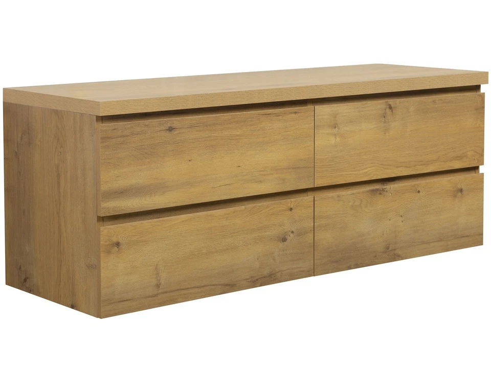 BADPLAATS Waschbeckenunterschrank Angela 140cm - Eiche - Unterschrank Badmöbelset mit Deck