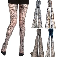 Halloween Spider Web Fishnet Stockings for Women Costume Party Accessory