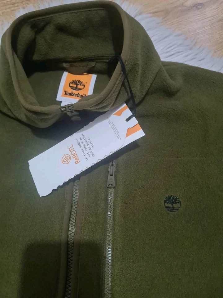 Timberland Mens Khaki Green Fleece Jacket Size M Brand New - Image 3 of 4