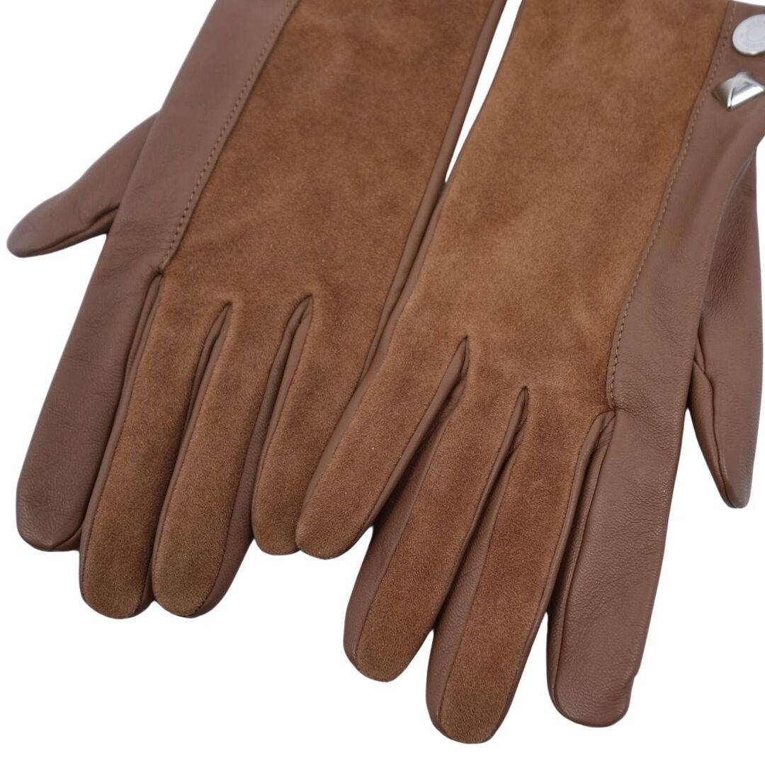 Hermes Gloves Harmony Medor Serie Lamb Leather Women's 7.5 Brown Used MOLO-0 thumbnail 4