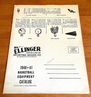 1940 Basketball Uniform and Equipment Catalog from Wm. Ellinger Sporting Goods