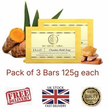3 X 125g Khadi Natural Chandan Haldi Soap A Handmade Herbal Soap