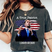 Rip Charlie Kirk Shirt, True Patriot 1993-2025 Memorial American Flag Shirt