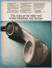 1968 UNIVAC 9400 mainframe computer 9000 series Voice on phone isn't human Ad