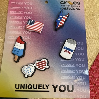 NIP *CROCS* jibbitz* Shoe Charms* 5 piece Set* USA 5 Pack  4th July * NEW