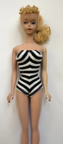 Vintage Ponytail Barbie Doll Early Transitional #4 Blonde All Original, GORGEOUS