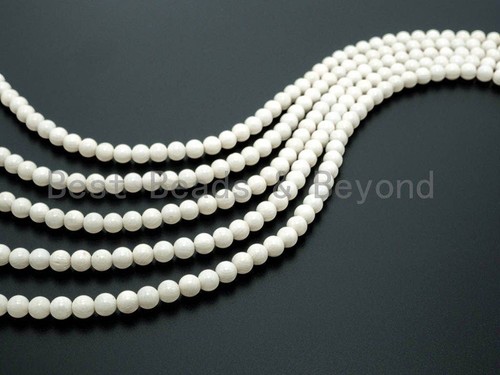 High Quality Natural Coral Beads, 6mm 8mm 10mm White Round Smooth Gemstone - Picture 2 of 6